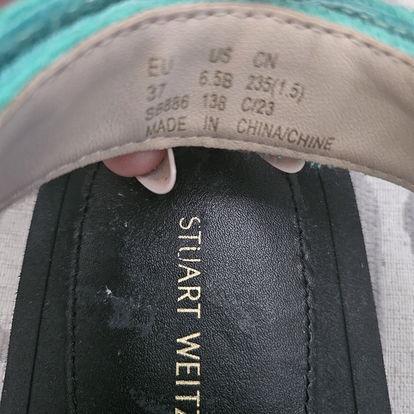 Stuart Weitzman Bandeau Terry Cloth Bow Green Black Gold Open Toe Sandal NEW - Picture 7 of 15